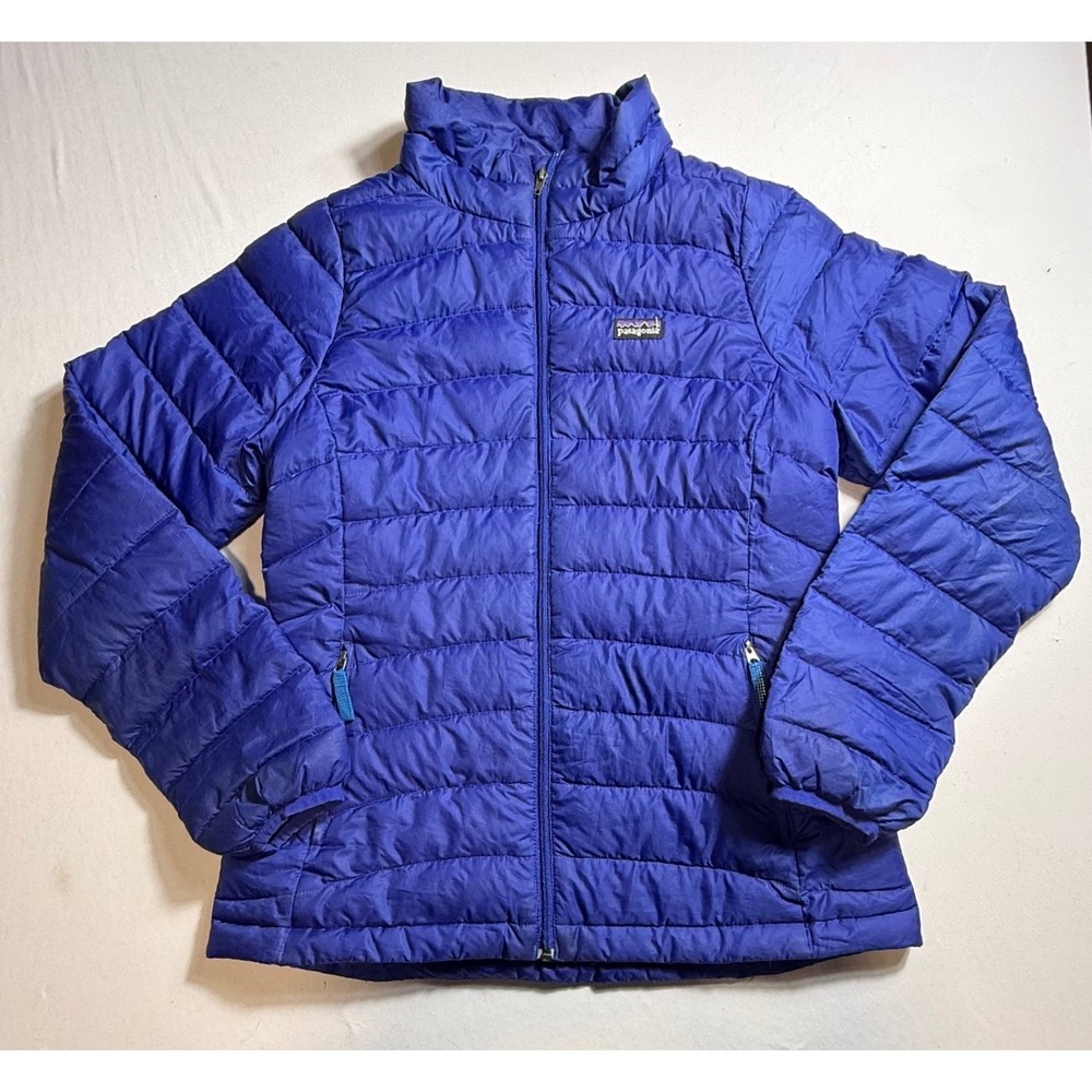 Patagonia Girls XL 14 Down Sweater Jacket Blue Puffer Full Zip 68231FA12-2273